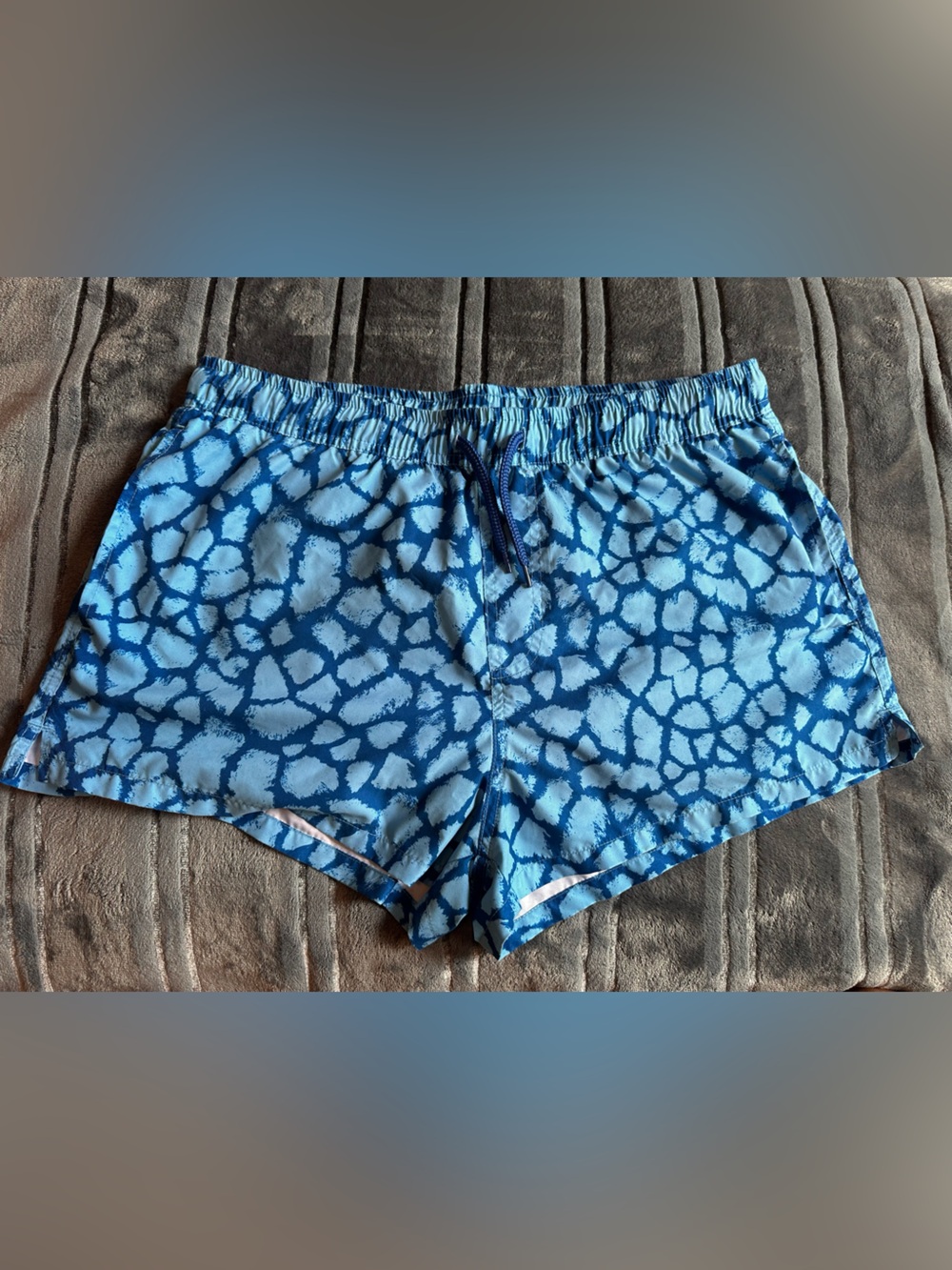 Leopard print giraffe Zara Blue Patterned swim Shorts size large